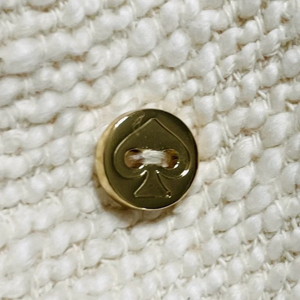 Kate Spade New York Cream Textured Scallop Trim Coat Size 10 Elegant Retro Mod - Picture 12 of 16